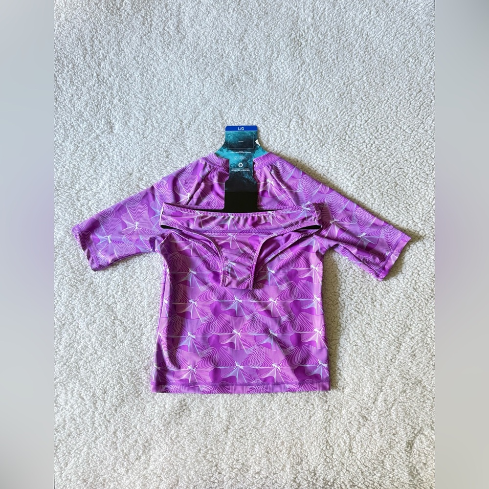 Puma Girls Two-Piece Swim Set Rashguard & Bikini Bottoms Purple Size Large 10/12